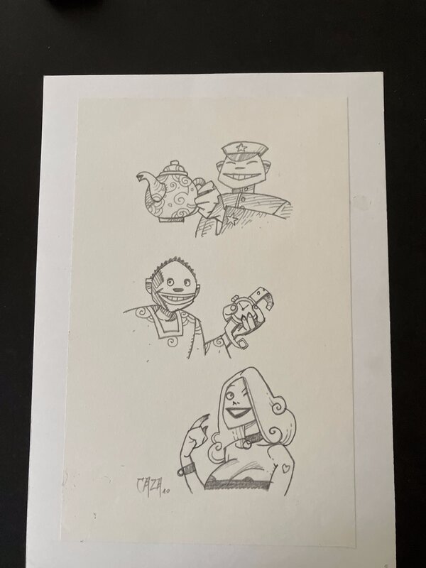 En vente - philippe caza, Trois dessins pour son billet d’humeur - Planche originale
