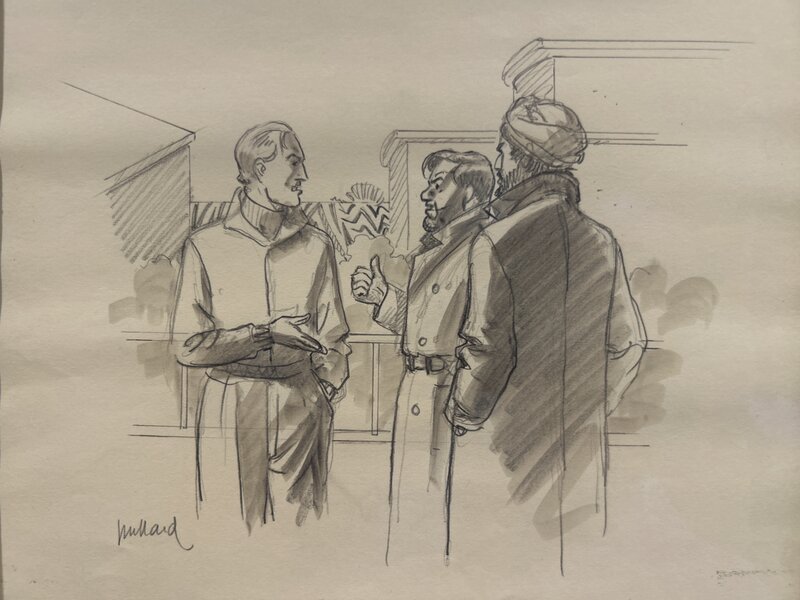 André Juillard, Blake, Mortimer et Nasir dessin preparatoire - Comic Strip