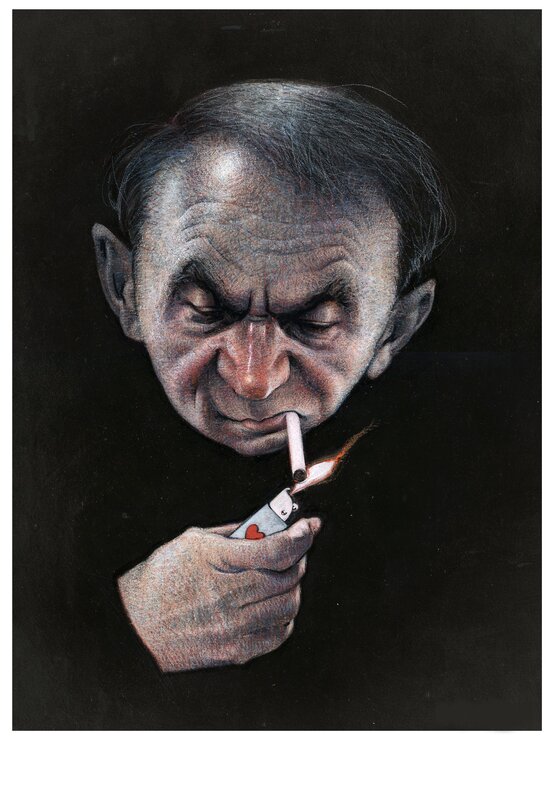 En vente - Michel Houellebecq par Lilyan - Illustration originale