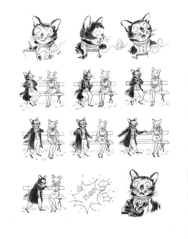 En vente - Andréi Arinouchkine, Le chat-peintre. Planche 12 - Planche originale