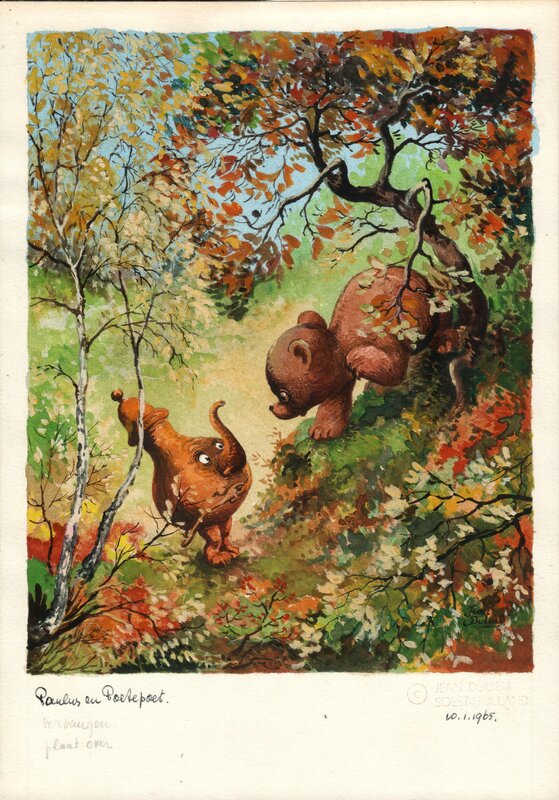 Jean Dulieu, Paulus en Poetepoet - Niet gebruikte boekillustratie - Illustration originale
