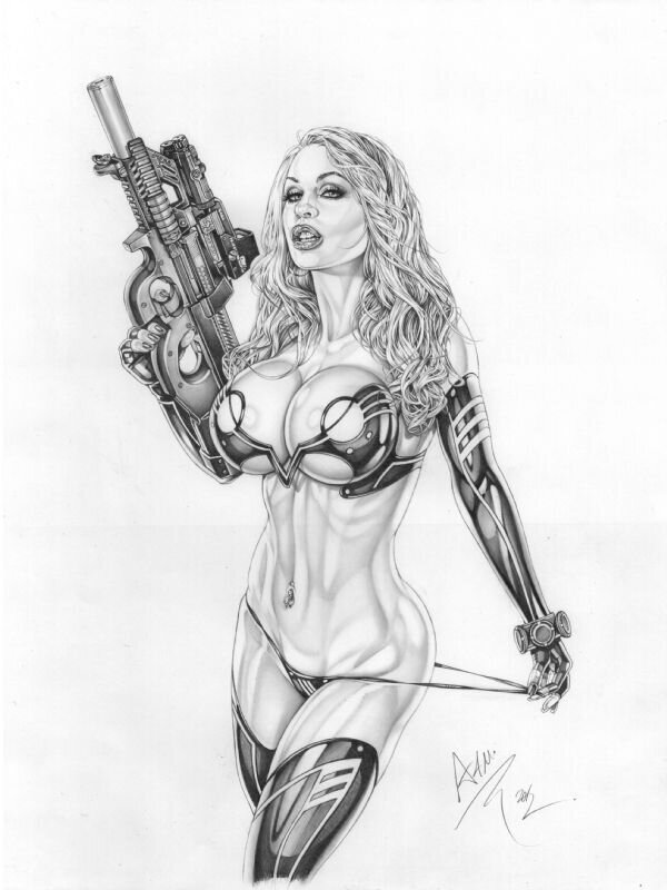 Armando Huerta, Agressiva ** Model Jenny Poussin - Original Illustration