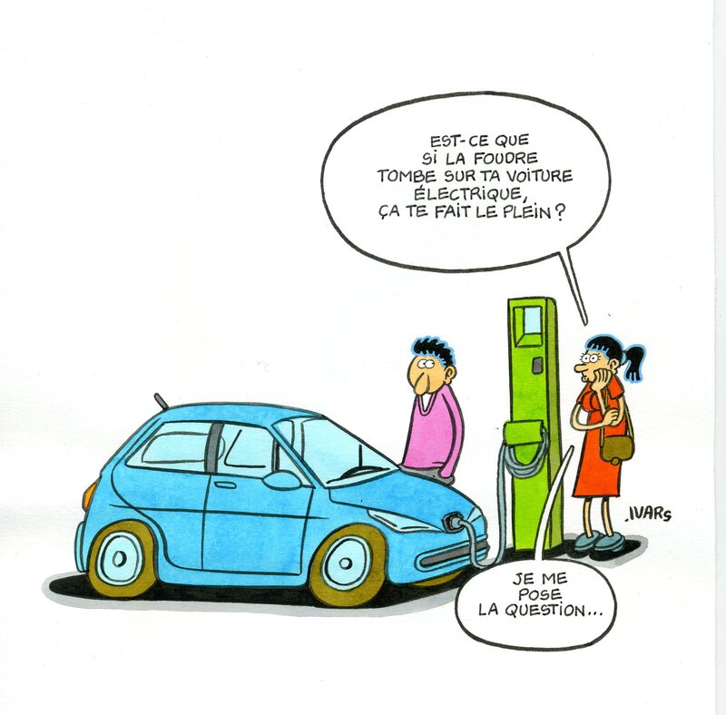 For sale - Voiture électrique by Éric Ivars - Original Illustration