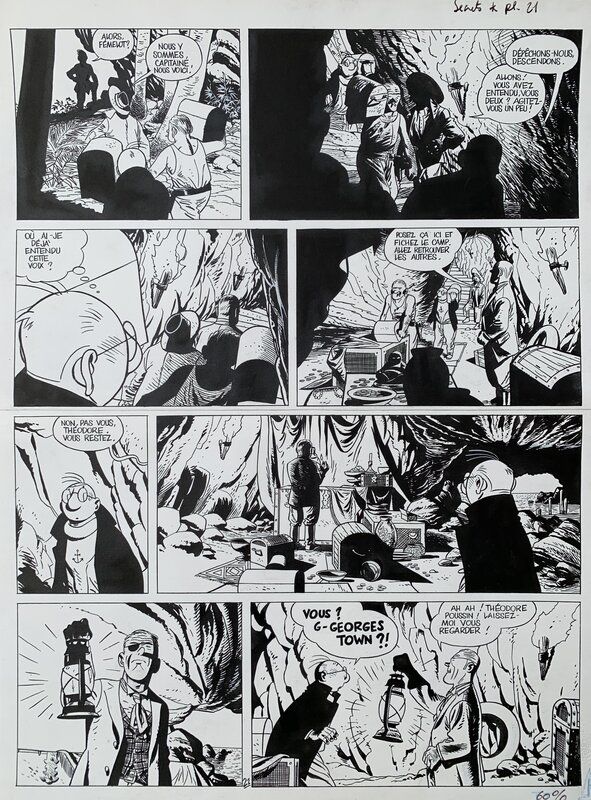 En vente - Frank Le Gall, 1990 - Théodore Poussin : Secrets - Planche originale