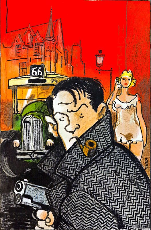 NESTOR BURMA - Fièvre au Marais - couverture du roman par TARDI - Original Cover NESTOR BURMA - Fièvre au Marais - couverture du roman par TARDI - Original Cover