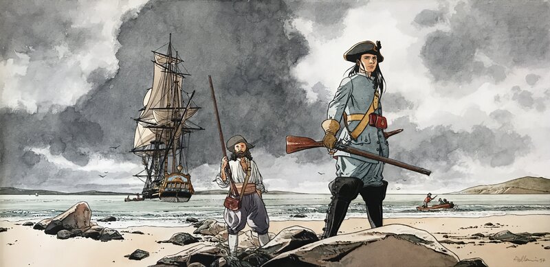 For sale - Patrice Pellerin, 1997 - l'Epervier : Tempête sur Brest - Original Illustration For sale - Patrice Pellerin, 1997 - l'Epervier : Tempête sur Brest - Original Illustration