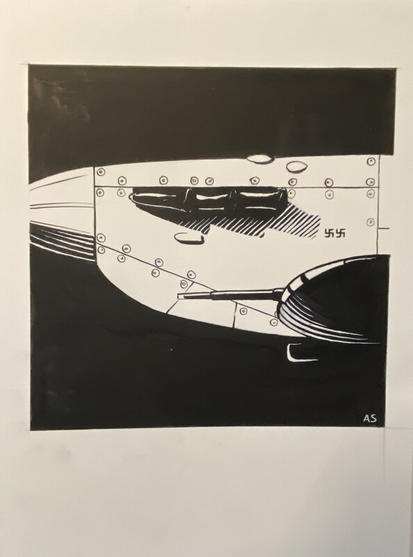 Stéphan Agosto, illustration originale, Détails de l'avant d'un chasseur Spitfire,  Stéphan Agosto, illustration originale, Détails de l'avant d'un chasseur Spitfire,