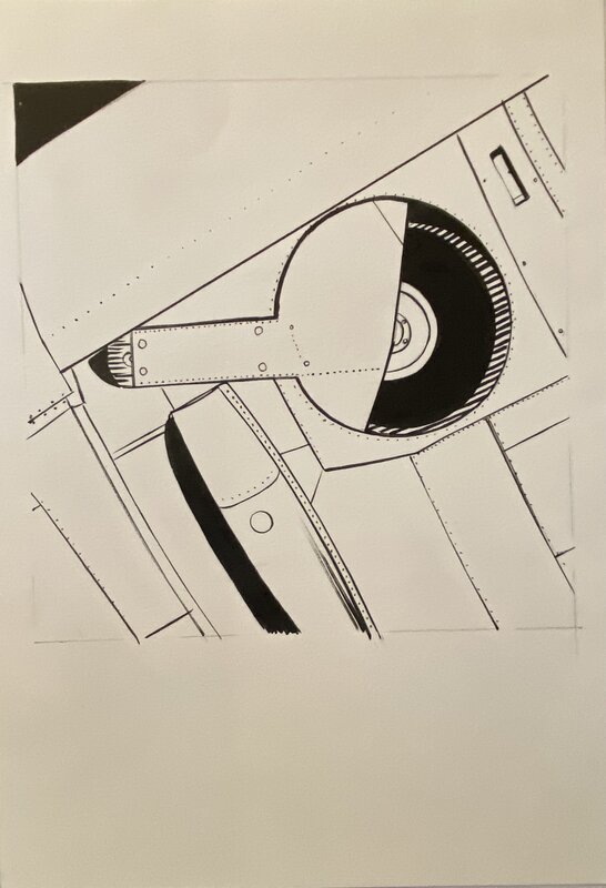 Stéphan Agosto, illustration originale, roue de train d'atterrissage d'un Spitfire,  Stéphan Agosto, illustration originale, roue de train d'atterrissage d'un Spitfire,
