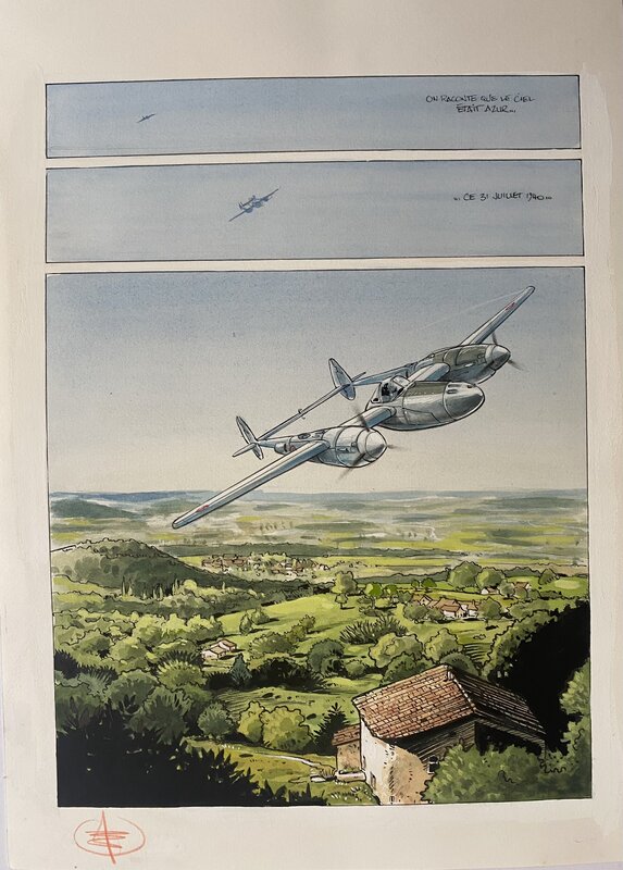 Stéphan Agosto, planche originale, Antoine de Saint Exupéry. - Planche originale