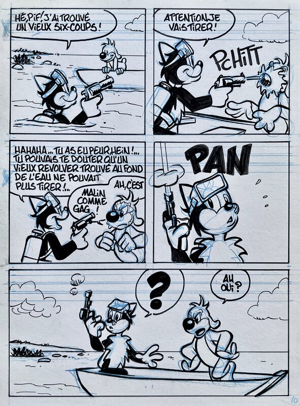 En vente - Louis Cance, José Cabrero Arnal, 1989 - Pif et Hercule : Trésors sous-marins - Planche originale