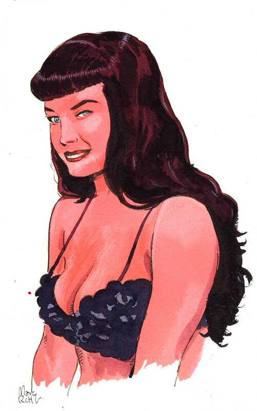 For sale - Marc Rouchairoles, Bettie Page Portrait - Original art