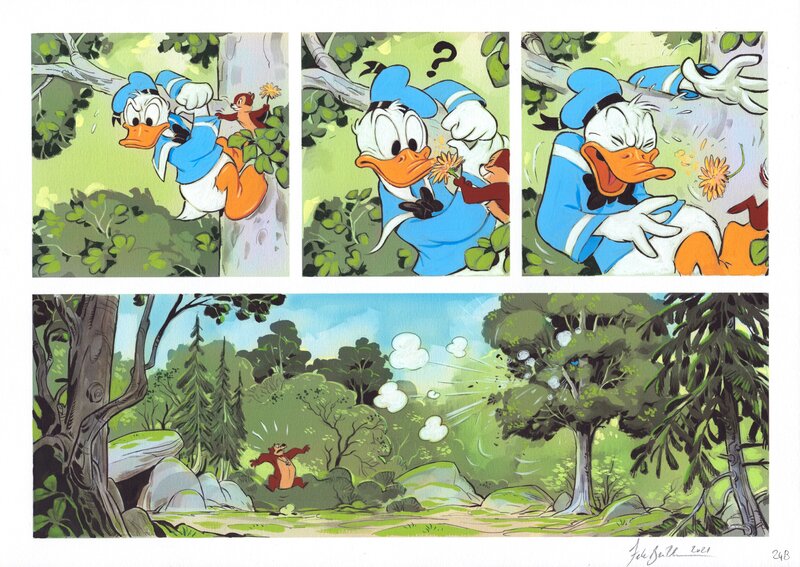 En vente - Federico Bertolucci, Frédéric Brrémaud, Les Vacances de Donald - Illustration originale