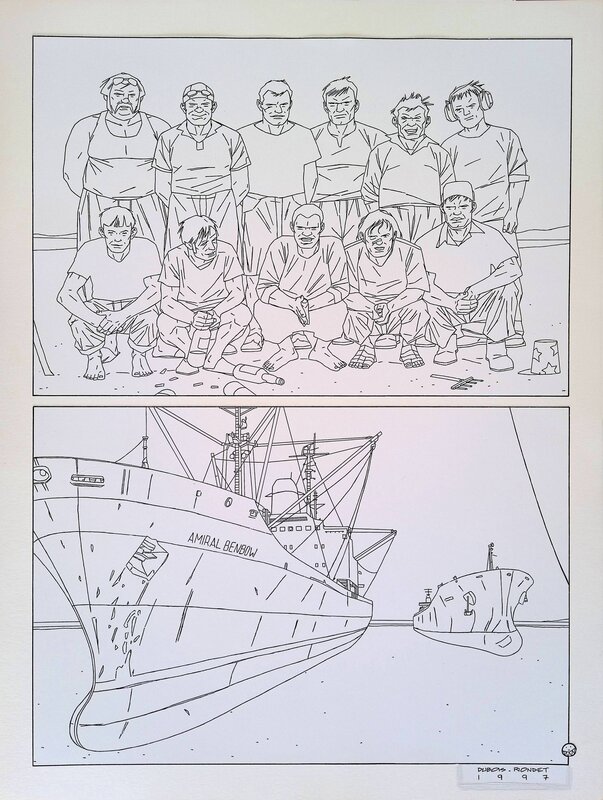 En vente - Dubois Mérite Maritime, montage original et unique pour le dernier n° d'(A SUIVRE) 1997 - Planche originale