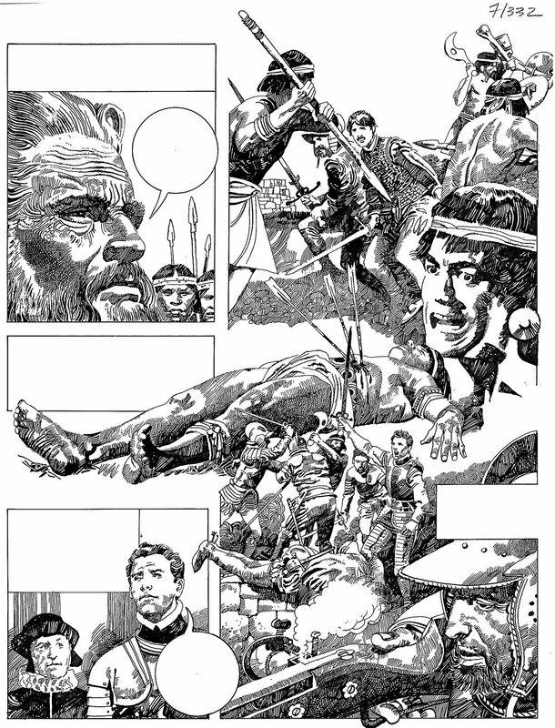 Alarico Gattia, Pedro de Valdivia, planche parue dans le tome 7 de La Découverte du monde en bandes dessinées (Larousse) - Comic Strip