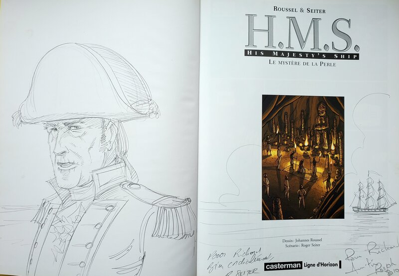 Johannes Roussel, Roger Seiter, H.M.S.  HIS MAJESTY'S SHIP    T4 LE MYSTERE DE LA PERLE - Dédicace