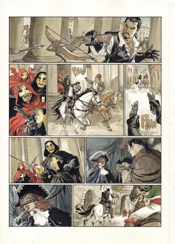 En vente - Enrico Marini, Stephen Desberg, 2002 - le Scorpion : la Croix de Pierre - Planche originale