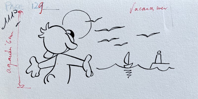 For sale - Michel Motti, José Cabrero Arnal, 1980'S - Pif et Hercule : Dossier Vacances à la Mer - Original Illustration
