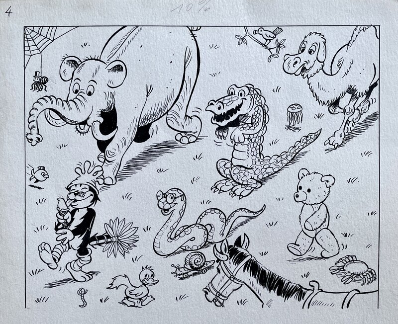 For sale - Michel Motti, 1980'S - Pif et Hercule : Hercule et les animaux - Original Illustration For sale - Michel Motti, 1980'S - Pif et Hercule : Hercule et les animaux - Original Illustration