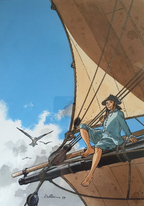 For sale - Patrice Pellerin, 1999 - l'Epervier : Captives à Bord - Original Illustration