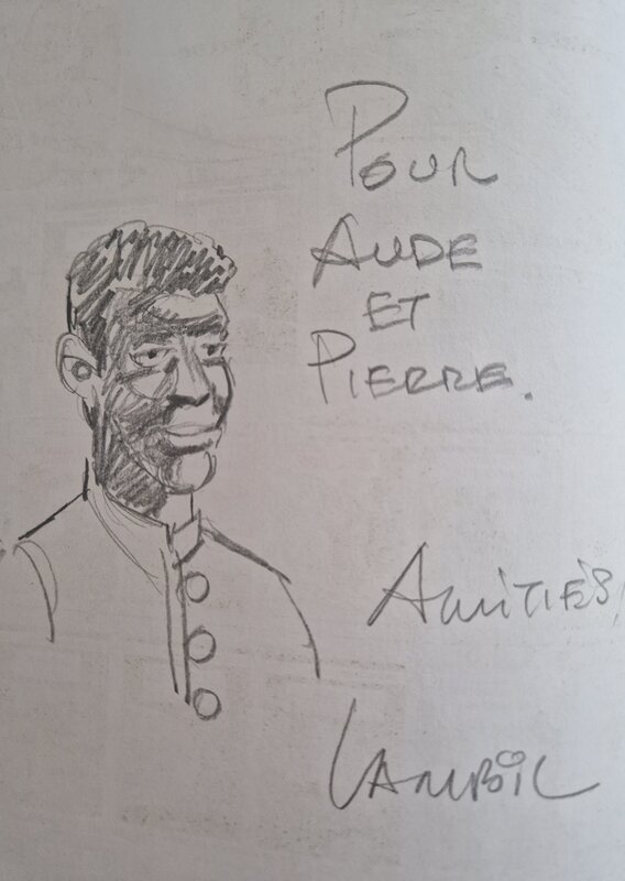 Dédicace de Lambil dans les tuniques bleues tome 61 - Sketch