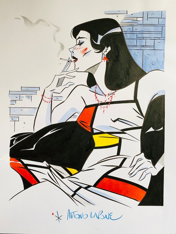 Antonio Lapone, Isabella - La fleur de Mondrian - Original Illustration
