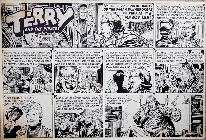 En vente - George Wunder, Terry and the Pirates sunday 25-10-1953 - Planche originale