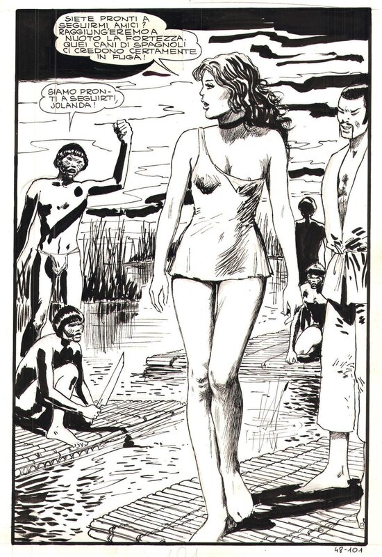 En vente - Milo Manara, Jolanda de Almaviva n°48 - Planche originale