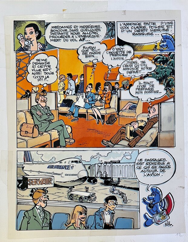 En vente - Will, 1985 - le Voyage de Mr Gulliver : Mise en couleur originale (planche 12) - Mise en couleur