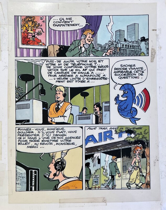 En vente - Will, 1985 - le Voyage de Mr Gulliver : Mise en couleur originale (planche 2) - Mise en couleur