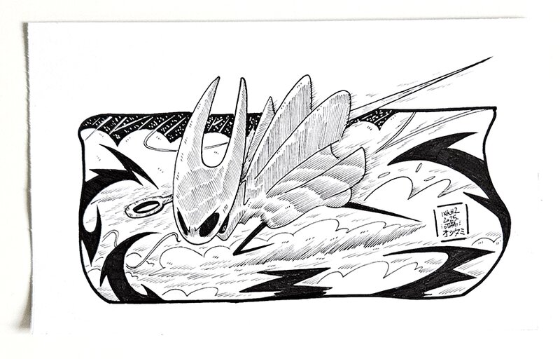 Dessin original de l'Inktober 2025  Hornet d'Hollow Knight par oTTami ! - Original Illustration