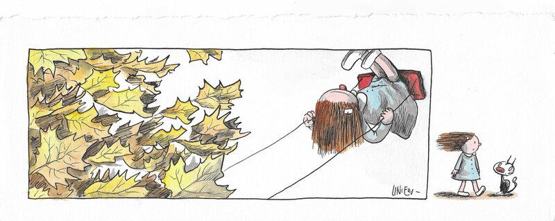 En vente - Liniers, Macanudo - Enriqueta y Fellini - Planche originale