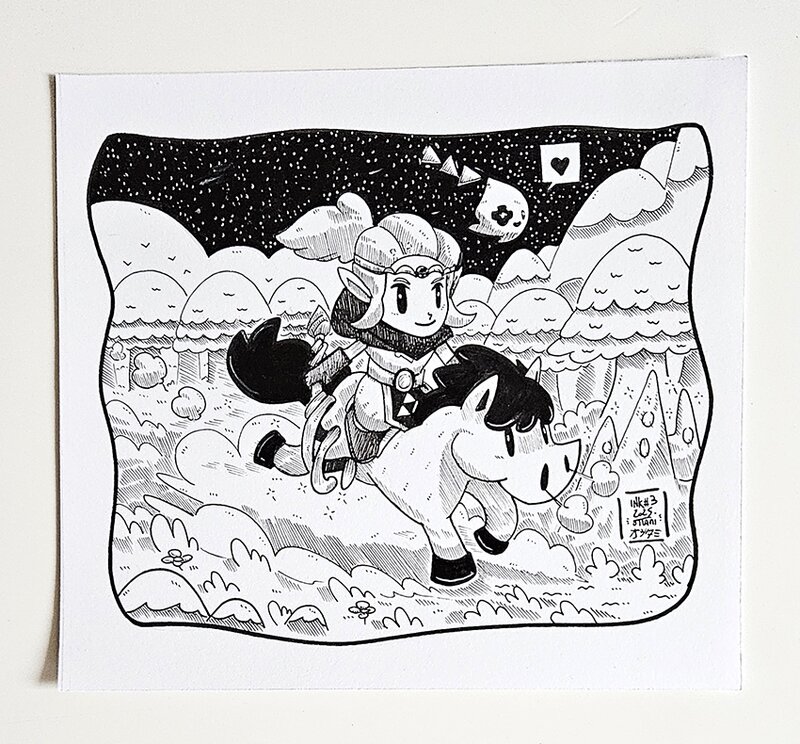 Dessin original de l'Inktober 2025 La Princesse Zelda de The Legend of Zelda : Echoes of Wisdom par oTTami ! - Illustration originale