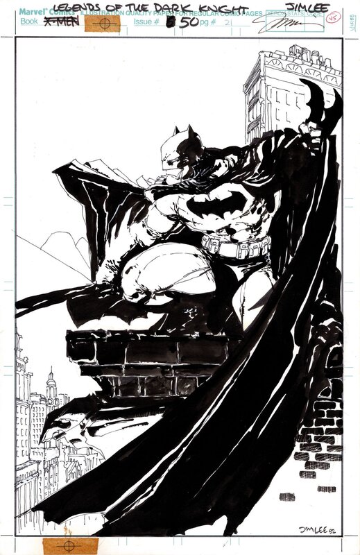 1St published Jim Lee Batman - Batman Legends of the Dark Knight #50 pin-up - IDW DC Legends Artifact Edition book cover - Original Cover