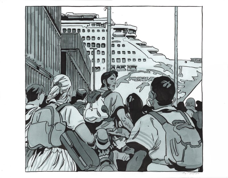En vente - Bastien Vivès, Bastien VIVES - Corto Maltese  Le jour d'avant - 5 - Illustration originale