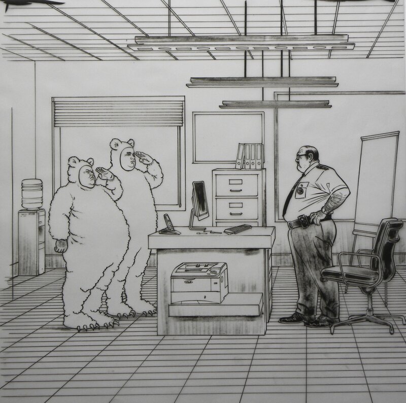 En vente - « Faut pas prendre les cons pour des gens » – Police Anti Chat – Illustration Originale – Emmanuel Reuzé - Illustration originale