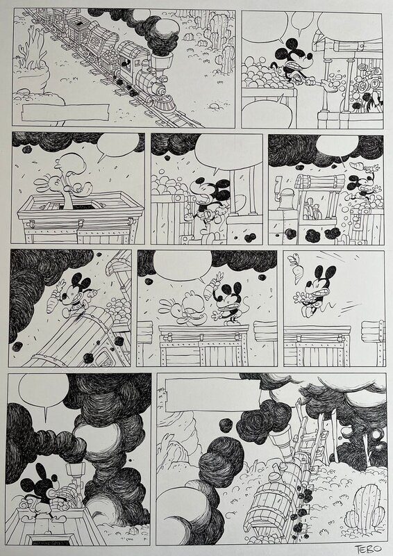 Tébo, Tebo Mickey et Cie - La Jeunesse de Mickey, Tome 3, Planche 13 - Planche originale
