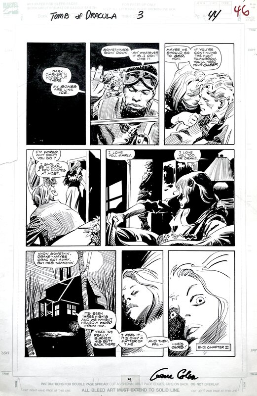For sale - Gene Colan, Al Williamson, Marv Wolfman, TOMB OF DRACULA #3 page 46 par Gene Colan et Al Williamson - Page finale - Blade, Drake et Marlene (Rachel Van Helsing) - Signée - Comic Strip