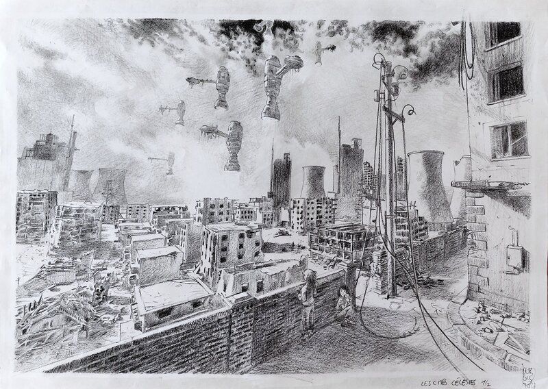 Christophe Dubois, Les cités célestes 1/2 (Terre) 2023 - Original Illustration