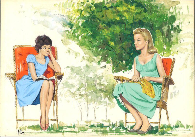 En vente - Aslan, Alain Gourdon, Aslan - Illustration pour la presse - Illustration originale