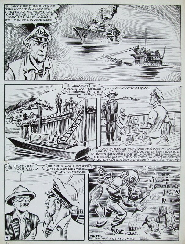 Ludo et le requin par Eugène Gire - Planche originale
