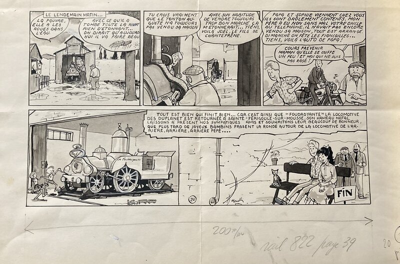 En vente - Histoire de trains par Jean Marcellin - Planche originale