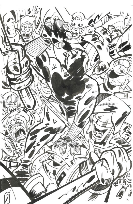 En vente - Pierre Alary, Jack Kirby, Pierre Alary - illustration Black Panther - Illustration originale