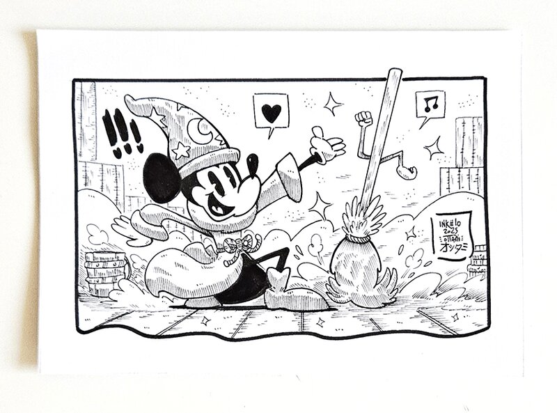 Dessin original de l'Inktober 2025 : Mickey Mouse Fantasia par oTTami ! - Illustration originale Dessin original de l'Inktober 2025 : Mickey Mouse Fantasia par oTTami ! - Illustration originale