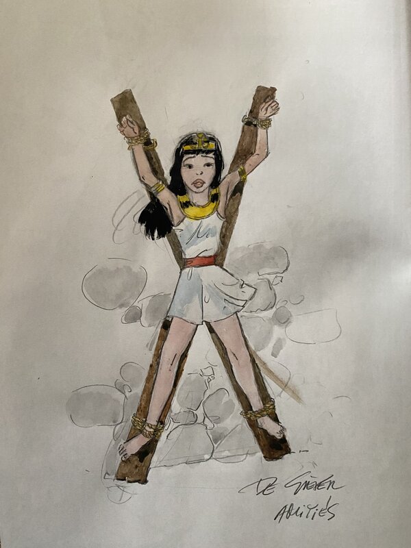 Lucien De Gieter, illustration originale, Théti Chéri en croix, 