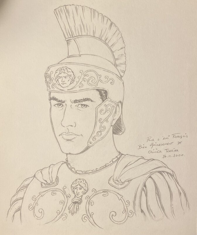 Olivier Terrier, illustration originale, fin portrait d'un Tribun des légions romaines. - Illustration originale