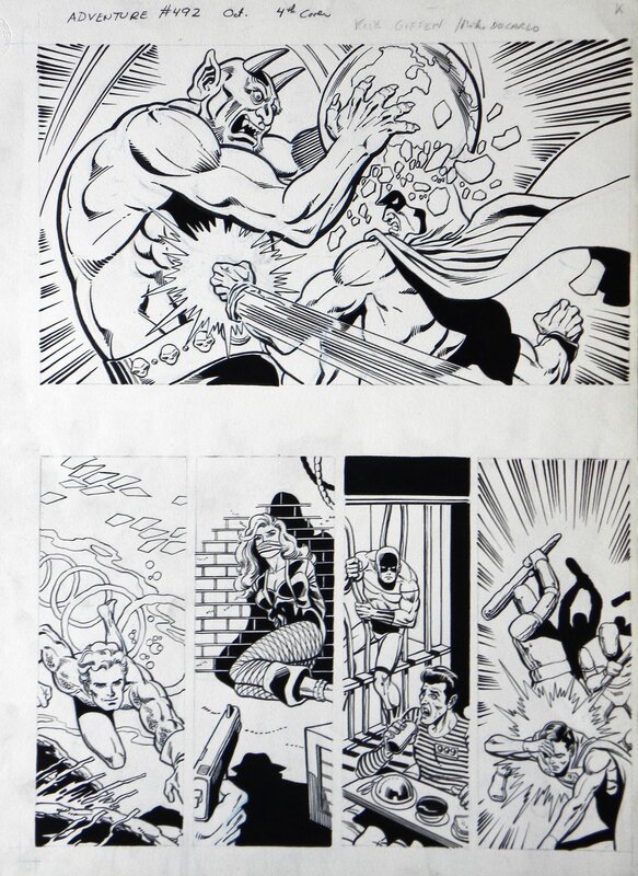 En vente - » ADVENTURE  » – n° 492 – Quatrième de couverture – keik Giffen – Mike Decarlo - Planche originale