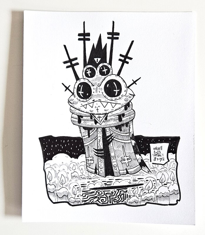 Dessin original de l'Inktober 2023 : Heket de Culte of the Lamb par oTTami ! - Illustration originale