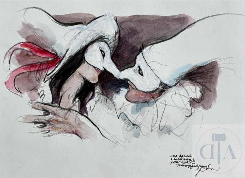 René Follet, Couple en costume de carnaval - Planche originale