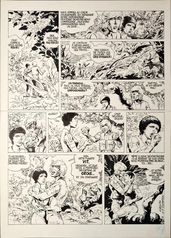 En vente - Kas, André-Paul Duchâteau, Hans tome 6 : La planète aux sortilèges, page de fin - Planche originale
