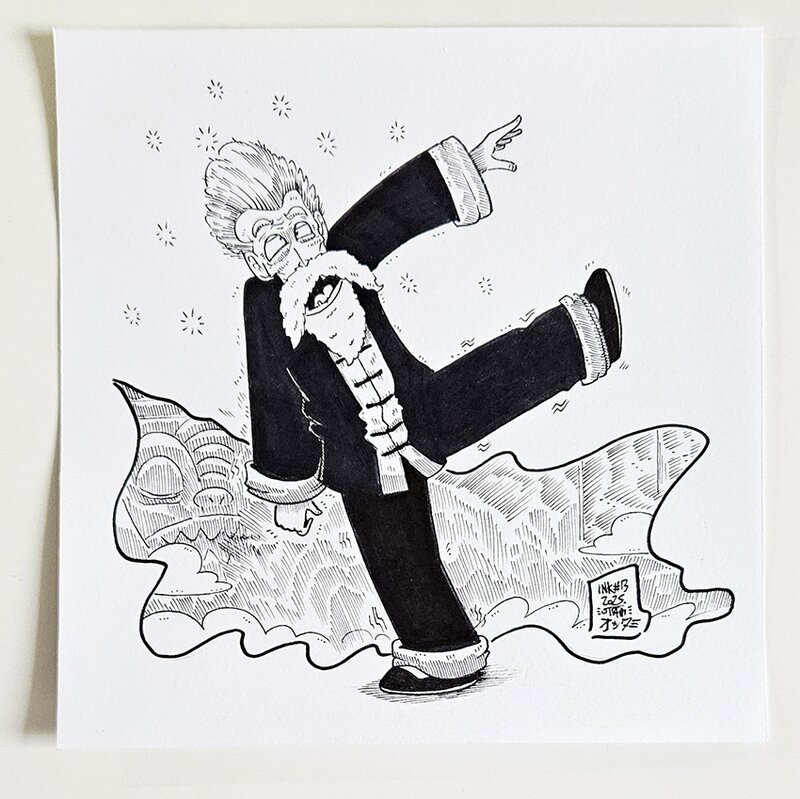 Dessin original de l'Inktober 2025 : Jackie Chun de Dragon Ball par oTTami ! - Illustration originale